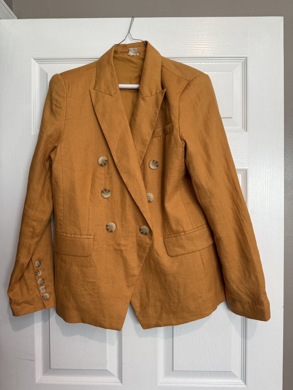 Magaschoni Women's Dark Yellow Linen Blazer Size L